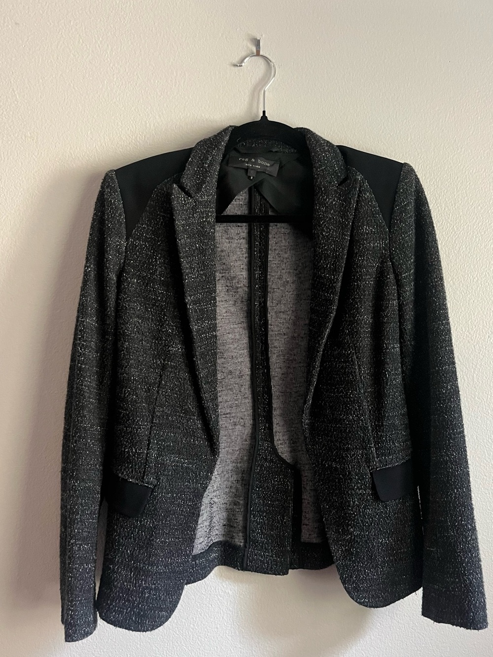 Rag & Bone New York Tweed Contrast Panel Blazer Jacket Size 0